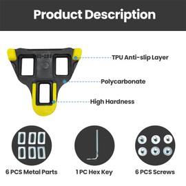 Laxzo ® Grip Cycling Cleats With Positioner Function Compatible With Shimano SM-SH11 SPD-SL Anti-Slip TPU Surface Bicycle Cleat MTB Cycling Shoes Yellow