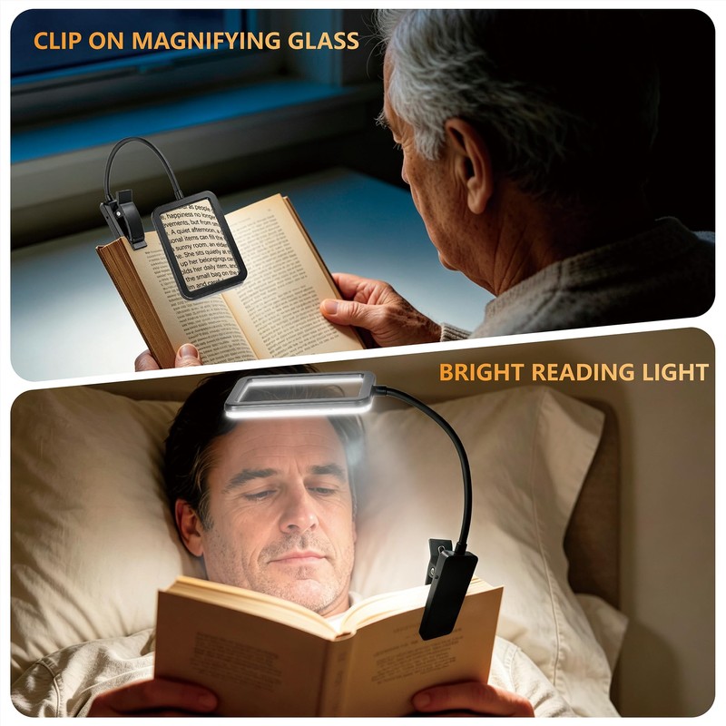 5X Magnifying Glass with Clip for Reading, Magnifying Glass with