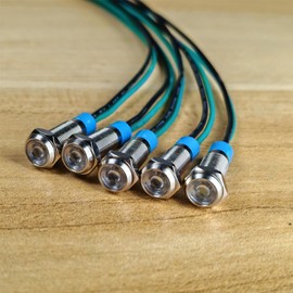Gebildet 5pcs 6mm 3V-4.5V-5V-6V-7.5V-9VDC Energy Saving LED Metal Indicator Light Waterproof Signal Lamp with Wire(White)