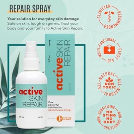 Active Skin Repair First Aid Healing Skin Spray - Natural & Non-Toxic with Hypochlorus Acid for Minor Cuts, Wounds, Scrapes, Rashes, Sunburns, & More,