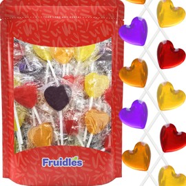 Fruidles Lollipops Heart Shaped Flavored Delicious Lollipop, Individually Wrapped, 12g Lollipop, Heart Flavor Mix (1 Pound)