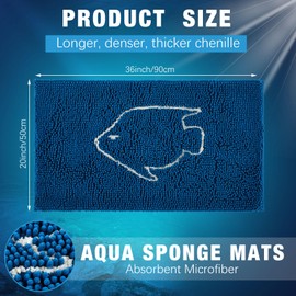 Drydiet Large Aquarium Sponge Mats 20 x 36 Inch Fish Cleaning Mat Chenille Absorbent Sponge Pad for Aquariums Floor Decorative Gift Fish Hobbyists Maintenance Keep Clean