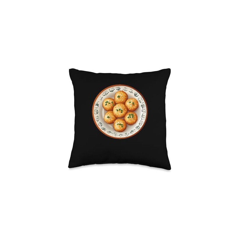 Pani Puri On A Decorative Plate Throw Pillow