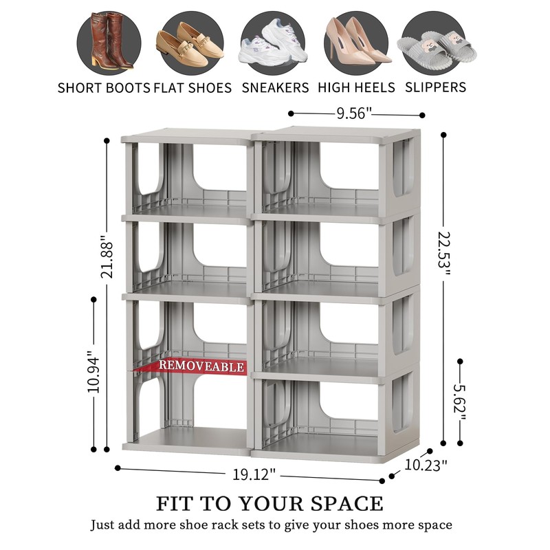 HAIXIN 10 Tier Narrow Shoe Rack, Shoe Rack for Closet,