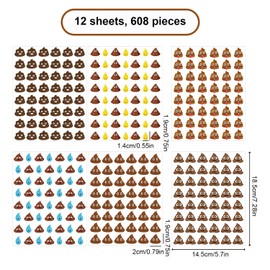 608pcs Funny Potty Training Stickers, Waterproof Potty Poo Decals for Training Kids Adult Humor Party Decorations Planners Scrapbooks Journal Reward Chart Decorate