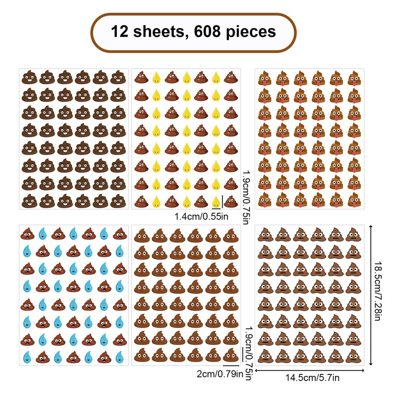 608pcs Funny Potty Training Stickers, Waterproof Potty Poo Decals for