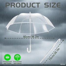 Kvittra 18 Pack Clear Wedding Umbrellas – Bulk 36" Transparent Bubble Umbrellas, Auto Open & Windproof with J-Hook Handle – Waterproof Canopy for Bride, Groom, Photography, Golf, Outdoor Events