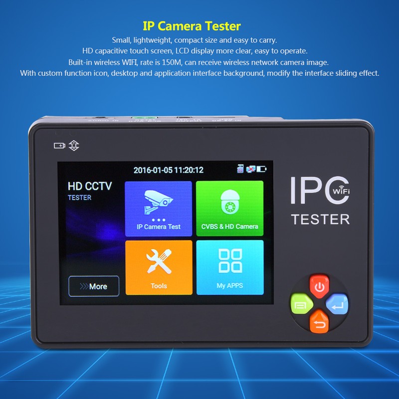 3.5 Inch Touch Screen H.265 4K IPC1600ADHplus IP Camera Tester