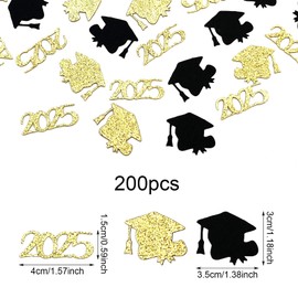 GWAWG 200 Stück Graduation Deko Konfetti, 2 Farben, Abi 2025, Doktorhut Graduation Hat Muster Abitur Abschluss Bachelor Dekos Prüfung bestanden Tischdeko
