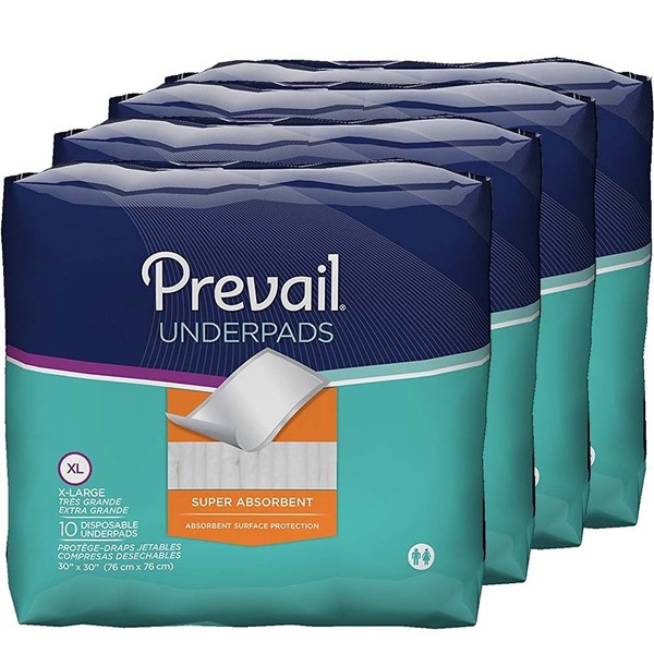 Prevail Super Absorbency Incontinence Underpads, Extra Large, 40 Count