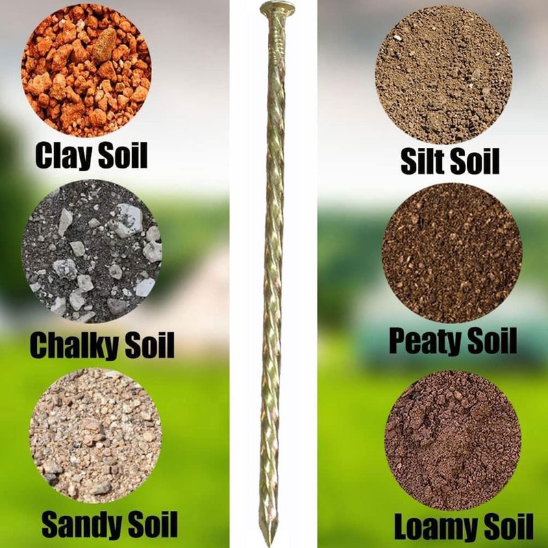 12 Inch Galvanized Heavy Duty Spiral Landscape Spikes, Metal Garden