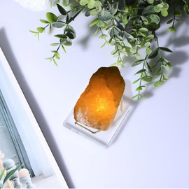TOLIDA Metal Business Card Stand with Acrylic Base Transparent Square Display Stand Crystal Coin Stand Display Stand for Business Cards Geodes Fossils Minerals Crystals Gold