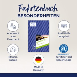 AVERY Zweckform 1222 Recycling Fahrtenbuch (für PKW vom Finanzamt anerkannt, A5, 64 Seiten|682 Fahrten, für Deutschland & Österreich zur Abgrenzung privater/geschäftlicher Fahrten)