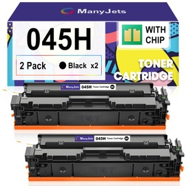 ManyJets 045H 045 Black Toner Cartridge Replacement for Canon CRG-045H High Yield for Color imageCLASS MF634Cdw, MF632Cdw, LBP612Cdw, MF632, MF634, LBP610C Series Printers (2 Pack,Black)