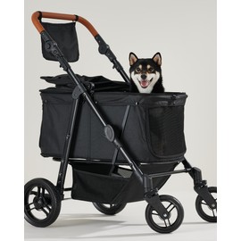 Zoosky Medium Dog Stroller for Large Dogs, pet Stroller for Medium Dogs Up to 66lbs, All-Terrain with Adjustable Handle & Canopy, Sun Shades, Storage Organizer, Waterproof Oxford Fiber