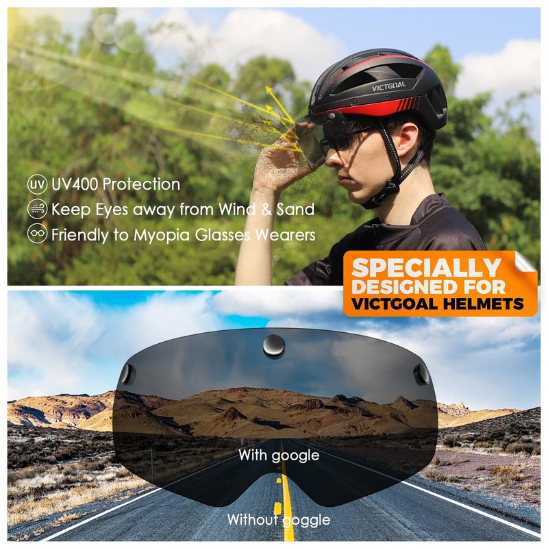 Victgoal Bike Helmet Goggles Visor Strong Magnetic Eye Shield (Colorful)