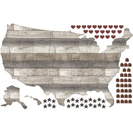 Wall Pops DWPK2178 Country Living US Map Decal, Brown