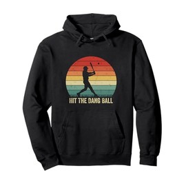 Vintage Retro Hit The Dang Ball Baseball Saying Cool Pullover Hoodie