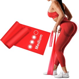 Haquno Elastic Fitness Bands, 1 Piece 6ft Elastic Rubber Bands for Muscles, Pilates, Strength, Muscle Building and Training, Elastic Fitness Bands for Men and Women, Red