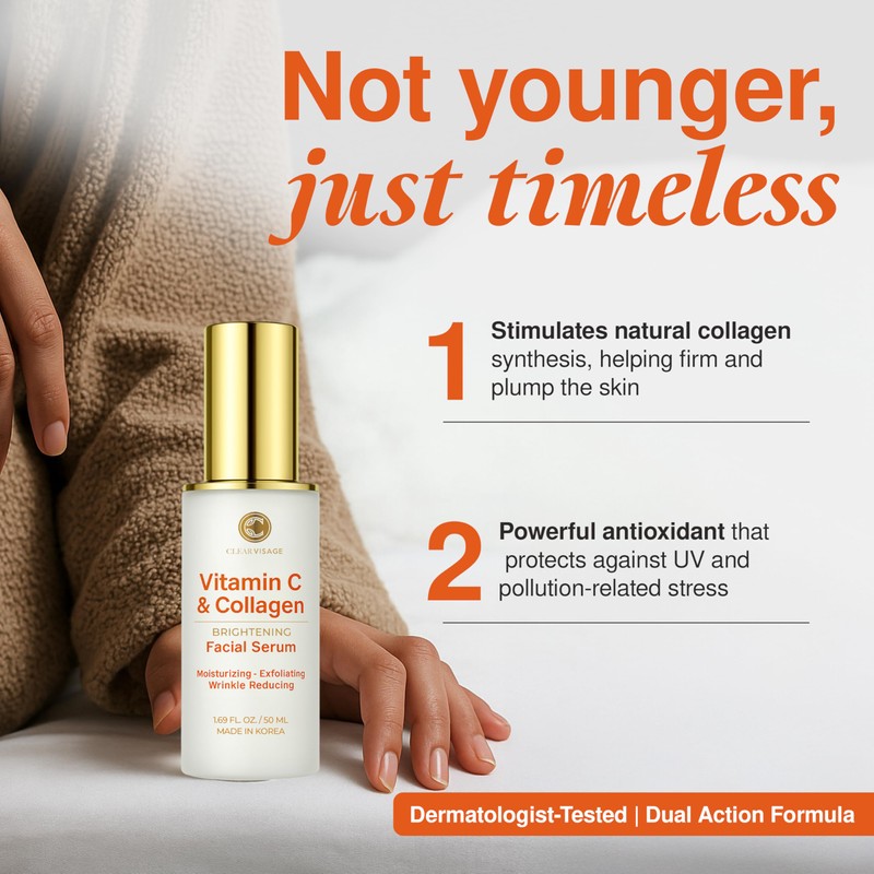 Clear Visage Vitamin C Serum For Face - Dermatologist Tested,