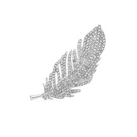 Crystal Feather Brooches Pin Women Wedding Banquet Party Clothes Accessories Gift for Ladies Girls