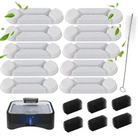 UPSKY 2.25Gal Elevated Dog Water Fountain Filters - 10 Replacement Filters, 6 Pre-Filter Sponges & 1 Cleaning Brush