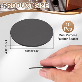 PATIKIL Rubber Solid Discs Washers, 10 Pcs 45mm Dia x 1.5mm Thick Rubber Round Gasket Pad Bushings Spacer Washer for DIY Gasket Craft, Black