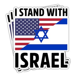 HOSALA (3Pcs/Pack) I Stand with Israel Sticker Israelis Sticker Israelis Supporter Sticker Israelis Gift Israel Flag Sticker Support Israel Decoration Graphic Helmet Bumper- 3x4 Inch