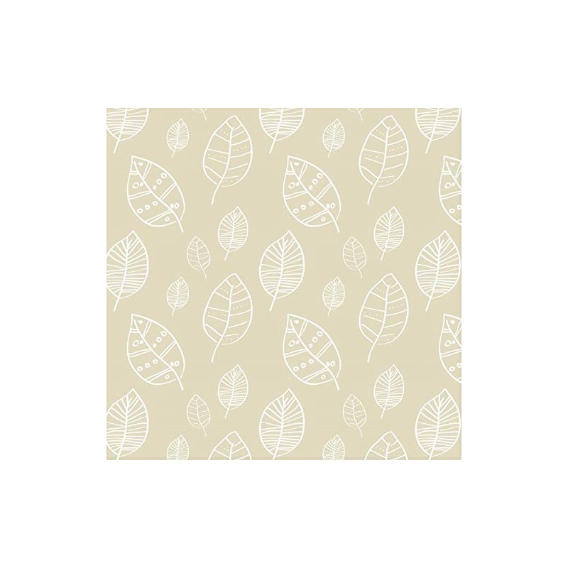 Oilcloth Tablecloth Washable Round 140 cm Leaves Beige