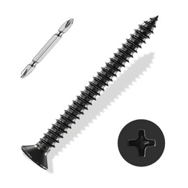 ANCHOREASE M4×40mm Wood Screw 150Pcs, Black Carbon Steel Self Tapping Screws, Flat Head Phillips Fast Self Tapping Screws