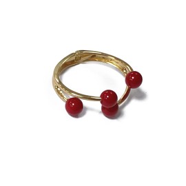 Caiyao 14K Plated Gold Big Pearl Clasp Cuff Bracelets Asymmetric Broadside Ball Handcuffs Wrist Bangle for Women Simple Fashion Jewelry (A layered red)