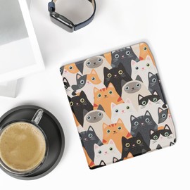 kwmobile Flip Case Compatible with Pocketbook Era/Era Color Case - eReader Case - Cats Orange Black White