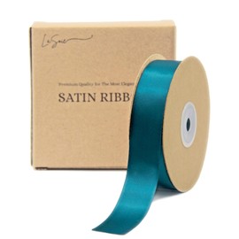 LASOIE Satin Ribbon for Flower Bouquet Gift Wrapping for Crafts Bows for Girls Hair Presents Bookmarks Birthday Party Decorations Wedding Invitations Decorative for Craft Peacock Blue 25mm 1 Inches