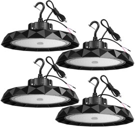 UFO LED High Bay Light 150W 4PACK High Bay LED Shop Lights Dimmable 5000K 22500LM with 5ft US Cable Plug led high Bay Light for Shop Warehouse Lights Low Bay ETL Listed