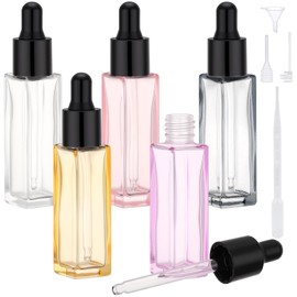 Segbeauty 0.24oz Small Glass Dropper Bottle for Essential Oils, 7ml Empty Travel Dropper Bottle for Liquids, 5pcs Glass Droppers for Oils with Mixed Colors, Mini Travel Bottles with Refill Tool