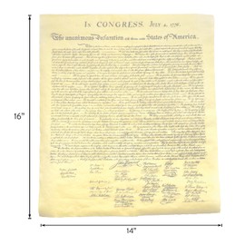 The Declaration of Independence, True to it's Original Size and Layout - Reprint Printed on Antiqued Parchment. 23 x 29, Ships in Plastic Collector's Tube