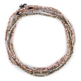 TheBeadChest 3 Strand Bundle: Diamond Cut Beads 2mm Silver, Brass, Copper Multicolor Faceted 24 Inch Strand