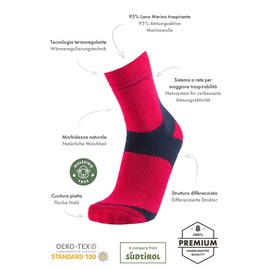 Miribung Hiking Socks Pure Merino – 95% Merino Wool Trekking Socks Men Women – Warm, Soft, Breathable, Natural – Quality Made in South Tyrol