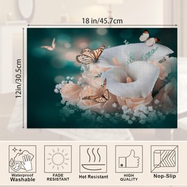 Yellow Rose Butterfly Placemats Set of 6,Flower Butterfly Spring Table Mats Non-Slip Heat Resistant Washable Placemat for Party Kitchen Dining Table Decoration Indoor Outdoor