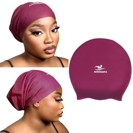 SERENDIPA Extra Large Swim Cap for Braids and Dreadlocks, Adult Black Women Swimming Cap for Braids and Dreads Long Locs Hair (Windsor Wine, L-Large)