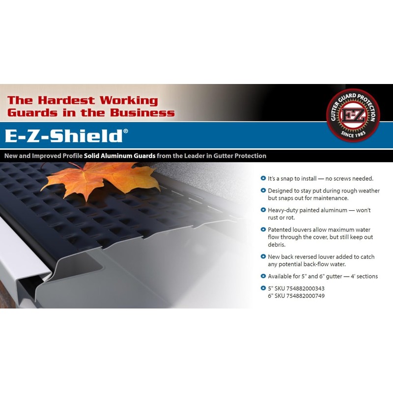 E-Z-GUTTER GUARD EZS510 EZ-Shield Gutter Guard, Black