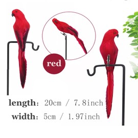 LWINGFLYER 3pcs Colorful Fake Feather Parrot Ornaments Clip on Artificial Bird for Christmas Tree Decoration Modern Home Garden Zoo Decor (Red Blue Green)