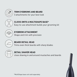 Panasonic MultiShape Facial Detail Shaver Trimmer Set Attachment, Eyebrow Trimmer, Beard Detail Trimmer, and Detail Shaver, Wet/Dry, Add to MultiShape Grooming System, Easy-Clean Tool - ER-CDT1-A