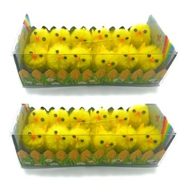 Easter Decorations - 24 X Easter Chicks - Easter Bonnet - Easter Crafts - Easter Bonnet Decorations Kit - Spring Activity - Party Favours - Kids Easter Egg Hunt - Bonnet Craft Decoration, 4cm (yellow)