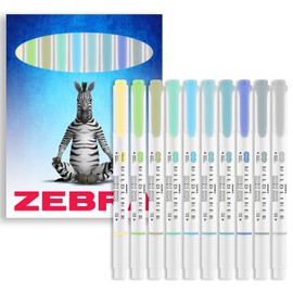 Zebra Pen Mildliner Creative Marker Highlighter Pens - Double Ended Chisel & Bullet Tip Nib - Ideal for School, Revision, Scrapbooking, Bullet Journaling, Writing - In Cardboard Wallet (Cool Tones)
