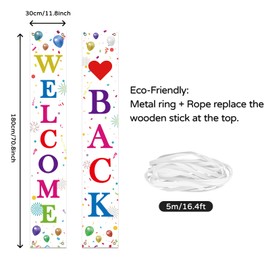 Koliphy Welcome Back Decorations, Welcome Back Door Banner, Welcome Back Banner Decor Photo Booth for Homecoming Family Returning Classroom Party Supplies, White 180x30cm