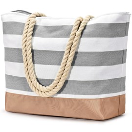 oscaurt Beach Bag, Tote Bag with Zip, Large Shopper Bag, Waterproof Swimming Bag, Travel Bag, Women's Handbag, Shoulder Bag, Gifts for Women, light green