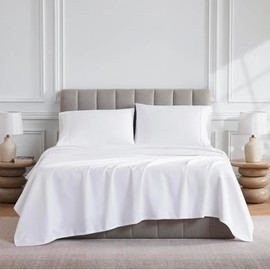 Briarwood Home® 100% Organic Cotton Sateen Weave Sheet Set – Soft & Smooth, Breathable, Cooling & Moisture-Wicking – Deep Pocket Bed Sheets – Hotel-Quality Comfort (White/King)