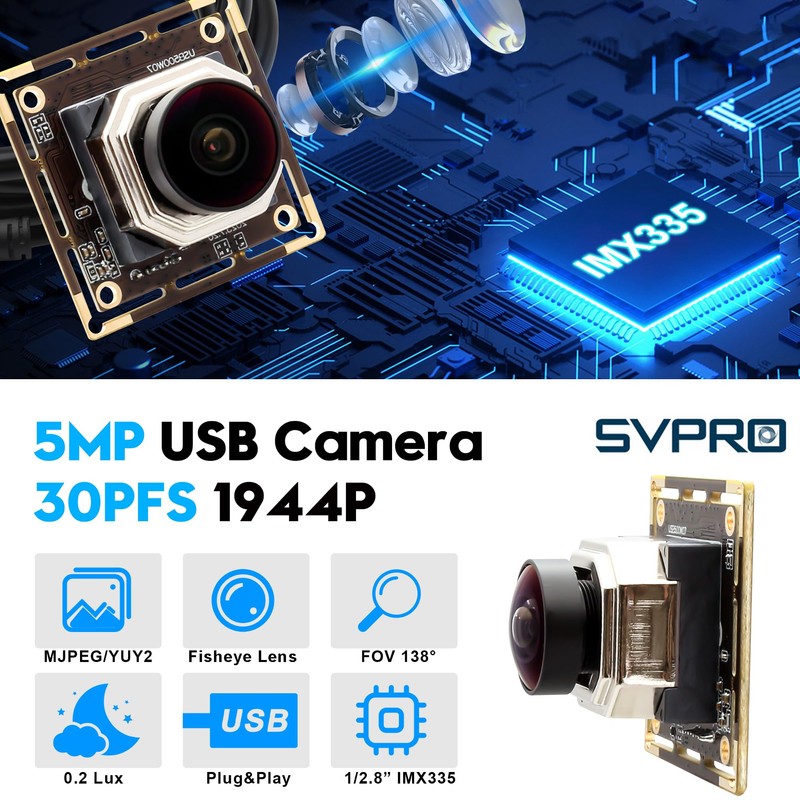 Svpro 5MP 30FPS Auto Focus USB Camera Module, Wide Angle