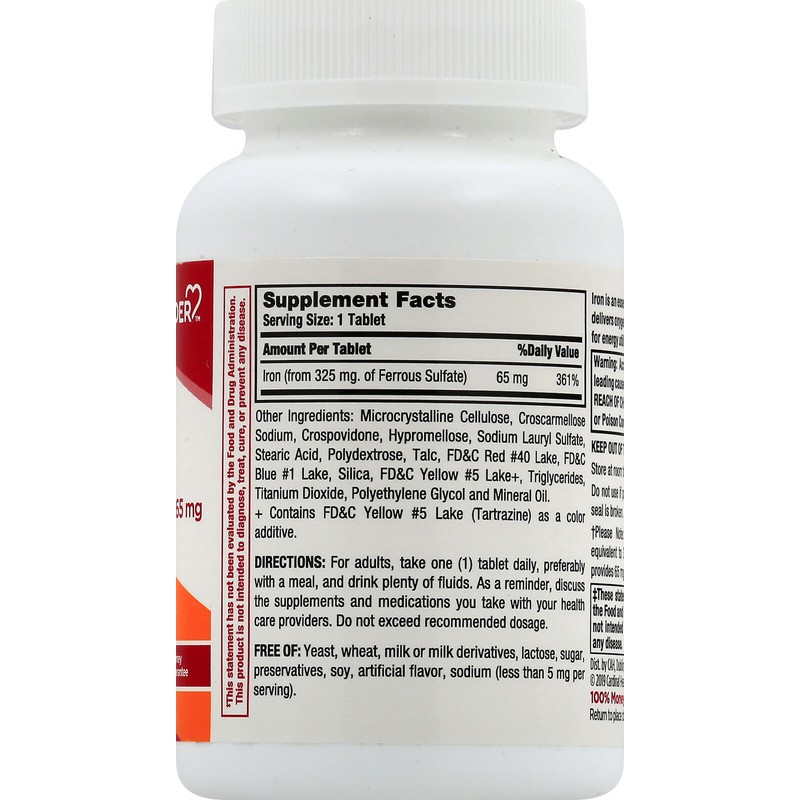 LEADER Ferrous Sulfate Dietary Supplement 65 mg 200 ct Tablets